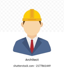 Vector illustration of architect Avatar in color on a transparent background (PNG). EPS Vector