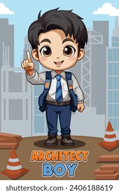 Vector illustration architect little boy clipart