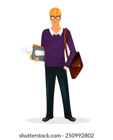 Vector illustration of Architect man character image