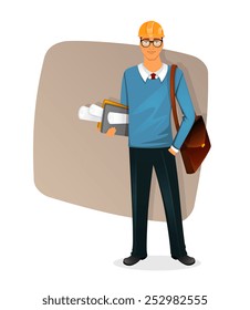 Vector illustration of Architect man character image