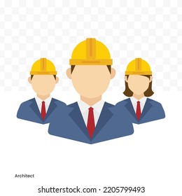 Vector Illustration Of Architect Team Avatar In Color On A Transparent Background (PNG). EPS Vector