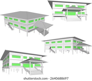 vector illustration of architectural design of modern minimalist stage hall building
