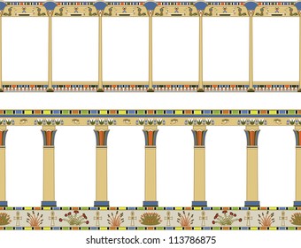 Vector illustration of architectural element, Ancient Egypt gallery, isolated seamless pattern