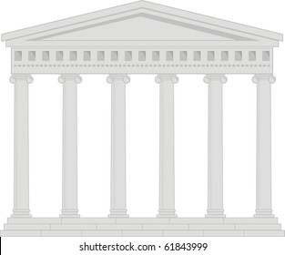Vector illustration of architectural element - Portico (Colonnade), an ancient temple