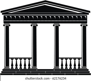 Vector illustration of architectural element - Portico (Colonnade), ancient temple