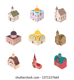 Vector illustration of architecture and building logo. Collection of architecture and clergy stock symbol for web.