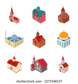 Vector illustration of architecture and building logo. Set of architecture and clergy stock vector illustration.