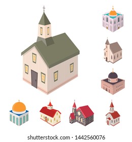 Vector illustration of architecture and building symbol. Collection of architecture and clergy stock vector illustration.