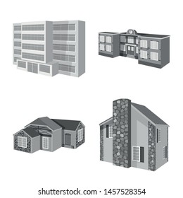 Vector illustration of architecture and estate icon. Set of architecture and housing vector icon for stock.