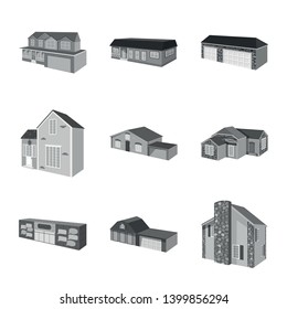 Vector illustration of architecture and estate symbol. Set of architecture and housing stock symbol for web.