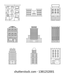 Vector illustration of architecture and exterior  logo. Set of architecture and city stock vector illustration.