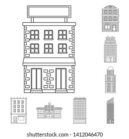 Vector illustration of architecture and exterior  logo. Set of architecture and city stock symbol for web.