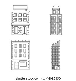 Vector illustration of architecture and exterior logo. Set of architecture and city stock symbol for web.