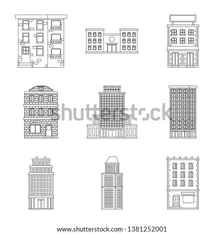 Vector illustration of architecture and exterior  logo. Set of architecture and city stock vector illustration.