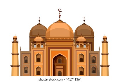 vector illustration architecture Muslim mosque on a white background