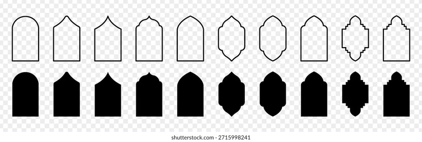 Vector illustration of Archway icon set isolated on transparent background