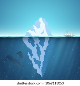 Vector illustration of arctic landscape of northern and Antarctic wildlife.
