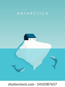 Vector illustration. Arctic, poster design, vertical banner, postcard.