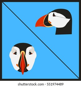 Vector illustration Arctic Puffin in flat style