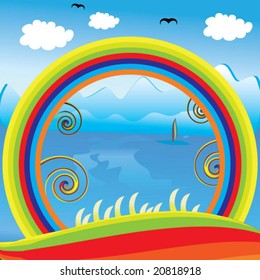 vector illustration of an arctic scenery with global warming effect