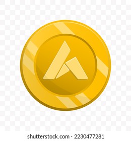 Vector illustration of Ardor coin in gold color on transparent background (PNG).