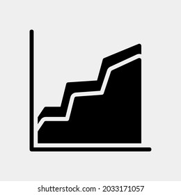 Vector illustration of area chart icon in solid style for any projects, use for website mobile app presentation