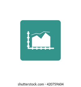 Vector illustration of area chart sign icon on green background.
