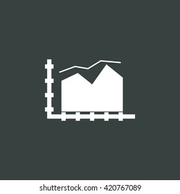 Vector illustration of area chart sign icon on dark background.