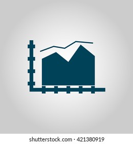 Vector illustration of area chart sign icon on grey background.