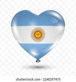 Vector illustration of a Argentina country love balloon on transparent background (PNG). Flying love balloons for Independence Day celebration.