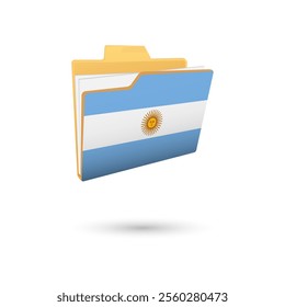 Vector illustration of Argentina flag isolated in file folder on white background.