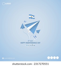 Vector illustration of Argentina Independence Day 9 July social media story feed mockup template