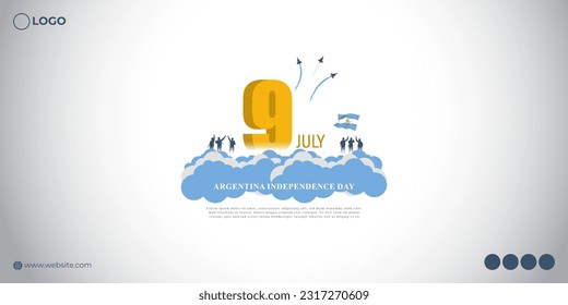 Vector illustration of Argentina Independence Day 9 July social media story feed mockup template