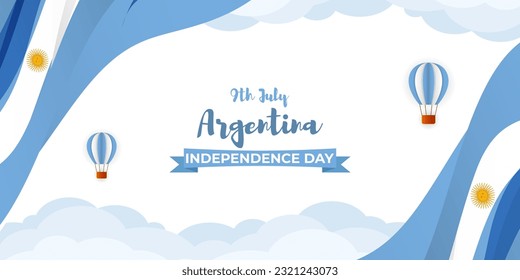 Vector illustration of Argentina Independence Day 9 July social media story feed mockup template