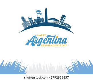 Vector illustration for Argentina Independence Day. 9th July. National Holiday. Template foe background with banner, poster and card. 