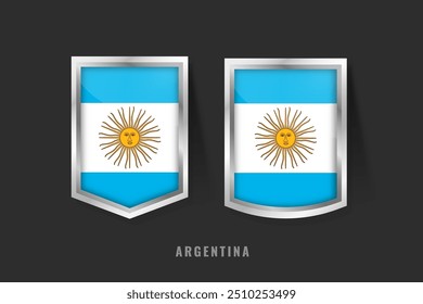 Ilustração vetorial do logotipo do rótulo da ARGENTINA. Sinal de emblema da ARGENTINA ARGENTINA com bandeira, Modelo de Banners de etiquetas de produto argentino.