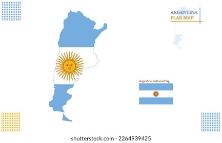 Vector illustration of Argentina map with official flag isolated on white background