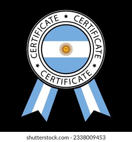 Vector illustration of Argentina ribbon certificate on black background.