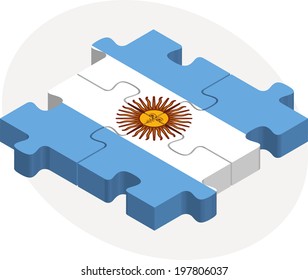 Vector illustration of Argentinian Flag in puzzle isolated on white background