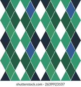 Vector illustration Argyle pattern of geometric rhombus. Harlequin design. Classic diamond shaped textile material for gift wrapping paper, socks, sweater, jumper, other modern textile or paper design