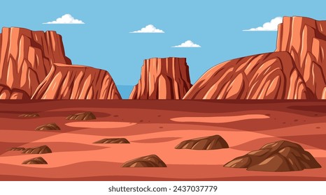 Ilustración vectorial de paisaje árido del desierto