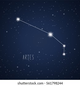 Vector illustration of Aries constellation on the background of starry sky