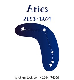 Vector illustration of Aries zodiac constellation isolated on a white background. 