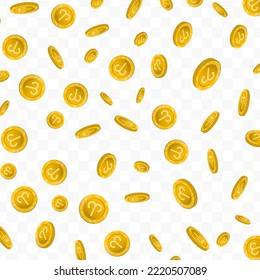 Vector illustration of Aries zodiac. Flying gold coins on transparent background (PNG).