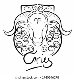 Vector illustration of Aries zodiac icon isolated on white background