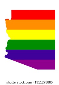 vector illustration of Arizona map with LGBT flag