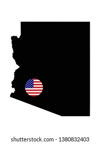 vector illustration of Arizona map with USA flag