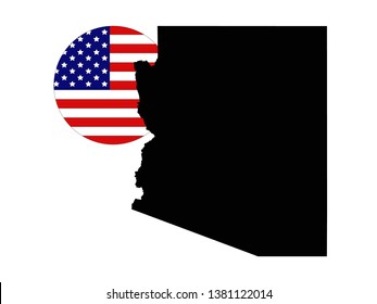 vector illustration of Arizona map with USA flag