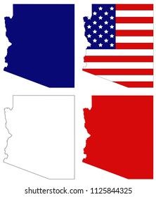 vector illustration of Arizona maps with USA flag