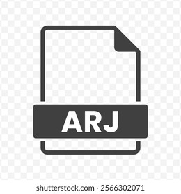 Vector illustration of ARJ file in dark color and transparent background(PNG).